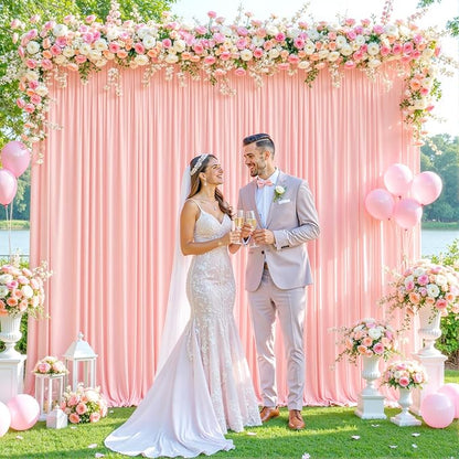 8 Panels Blush Pink Backdrop Curtain for Parties Wedding Wrinkle Free Pink Photo Curtains Backdrop Drapes Fabric Decoration for Baby Shower Birthday Party 40ft(W) x 10ft(H)