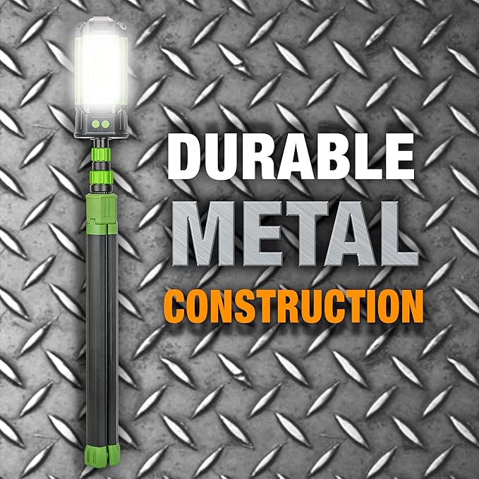 PowerSmith Rechargeable Work Light with Stand 4500 Lumen, Durable Metal Tripod Construction, Metal Light Panels, 72" Tall (PWLR045T)