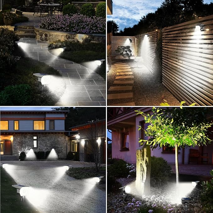 Peasur 8 Pack Solar Lights Outdoor, Spotlights Outdoor Waterproof 3 Modes, 2-in-1 Auto On/Off Solar Spot Landscape Lighting Outside for Tree Plants Yard Garden Pathway