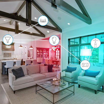 Feit Electric Smart Bulb, 100W Equivalent Color Changing and Tunable White, 2.4Ghz Wifi light bulb, No Hub Needed, Works with Alexa and Google Assistant, High CRI Dimmable LED OM100/RGBW/CA/AG, 1 Pack