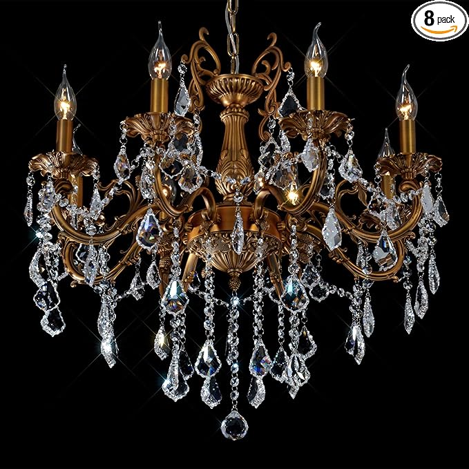 Crystal Chandeliers Contemporary Chandelier Island Lighting 8 Lights Candle Pendant Ceiling Light Fixture for Dining Room Living Room Kitchen Bedroom Hallway Entry D27.6