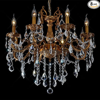 Crystal Chandeliers Contemporary Chandelier Island Lighting 8 Lights Candle Pendant Ceiling Light Fixture for Dining Room Living Room Kitchen Bedroom Hallway Entry D27.6