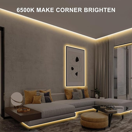 16.4ft COB Led Strip Light with Remote, 2700K Ra93+ Dimmable Bright Warm White Led COB Strip Light, White Led Strip Light for Mirror, Stair, Cabinet, Room
