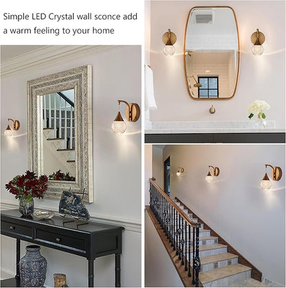 Modern Waterdrop Wall Light, 5W Led Wall Sconce Bubble Glass Wall Lamp for Bedroom, Living Room, Hallway, 3300k Warm White | Dimmable | Matte Brass