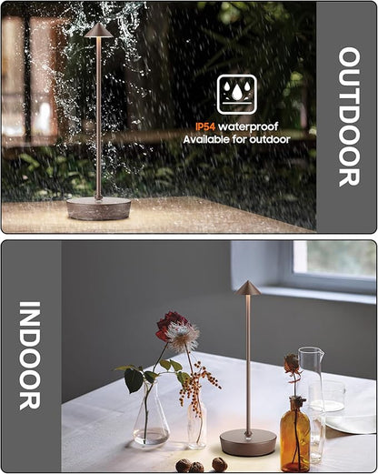 Cordless Table Lamps Rechargeable, 6000mAh Battery Operated LED Desk Lamp Outdoor Waterproof Portable Touch Dimmable Table Night Light for Patio Restaurant Dining Home Set of 2 Rust