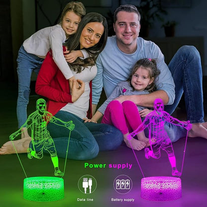 Argentina Soccer Player #10 3D Illsuion Lamp for Boys,with Remote & Smart Touch, Dimmable lamp，Football Fans for Children's Room Decoration，Christmas Gifts (01)