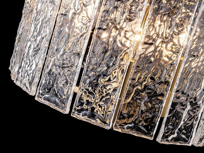 LumFurn 3-Light Modern Ceiling Light for Living Room, Bedroom, Foyer, Kitchen, Close to Ceiling Semi-Flushmount Light Fixture, D12.6 x H14.6, Handmade Glass Shade & Gold Finish Frame