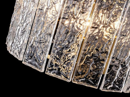LumFurn 3-Light Modern Ceiling Light for Living Room, Bedroom, Foyer, Kitchen, Close to Ceiling Semi-Flushmount Light Fixture, D12.6 x H14.6, Handmade Glass Shade & Gold Finish Frame