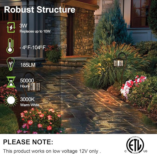 hykolity Low Voltage Pathway Lights 4 Pack, 3W 185LM 12V-15V LED Landscape Lighting, Oil-Rubbed Bronze Outdoor Path Lights, Die-Cast Aluminum Waterproof Walkway Lights for Yard Lawn, ETL Listed