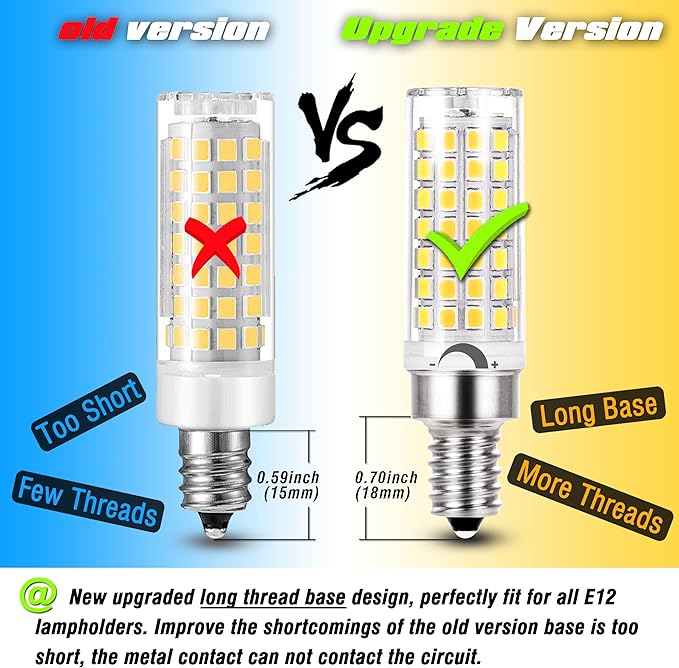 ALIDE E12 Kx-2000 60W C7 Dimmable Led Candelabra Bulbs Equivalent, 4000K Natural White T6 110V 120V Small Base E12 LED Bulbs 6W for Ceiling Fan Salt Lamp Chandelier Lighting,600lm,8Pack