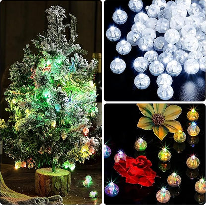 100pcs Balloon Lights,Round LED Ball Lamp for Latex Balloon Paper Lantern Party Wedding Festival Christmas Halloween Decorative，Long Standby Time Waterpro of Mini Light (White)