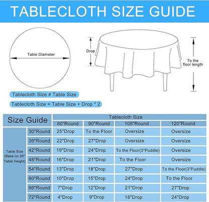 Hiasan Round Linen Tablecloth 120 Inch - Wrinkle and Stain Resistant Washable Polyester Fabric Table Cloth for Dining Room Kitchen Party, White