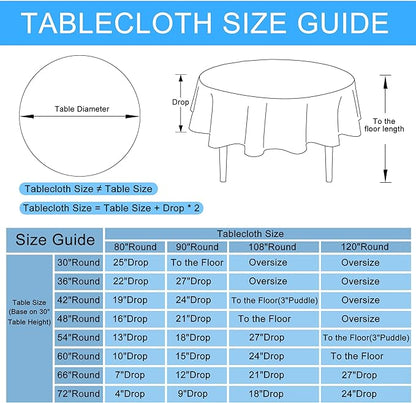 Hiasan Round Linen Tablecloth 90 Inch - Wrinkle and Stain Resistant Washable Polyester Fabric Table Cloth for Dining Room Kitchen Party, Grey