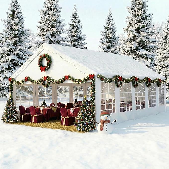 Party Tent 16x32Ft Outdoor Canopy Gazebo Heavy Duty Large Event Shelter Carport White for Wedding Parties BBQ
