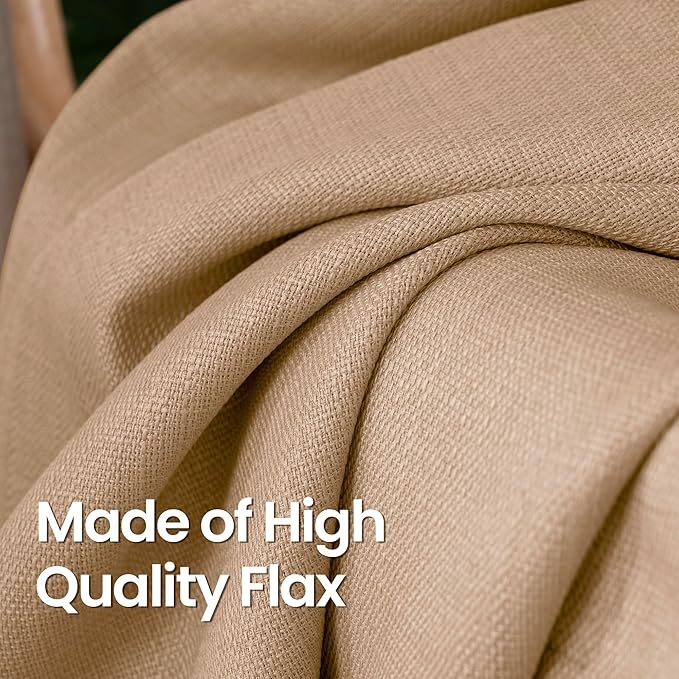 BGment Curtains 72 Inches Long for Living Room, Flax Linen Curtains Burlap Textured Thick Light Filtering Privacy Grommet Window Curtain Drapes for Bedroom, 2 Panels, 52 x 72 Inch, Tan