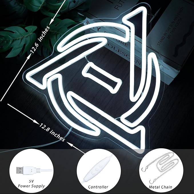 Therian Neon Sign White Theta Symbol LED Light for Therian Room Decor Therian Gear & Accessories,Otherkin Furry Wall Art Therian Gifts for Fans(12.8 * 12.6inch)