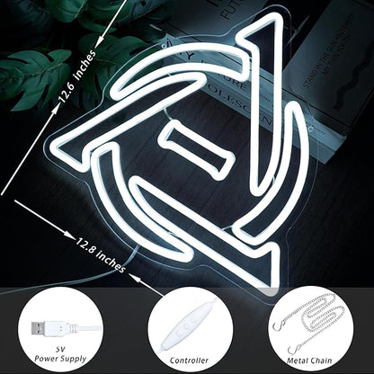 Therian Neon Sign White Theta Symbol LED Light for Therian Room Decor Therian Gear & Accessories,Otherkin Furry Wall Art Therian Gifts for Fans(12.8 * 12.6inch)