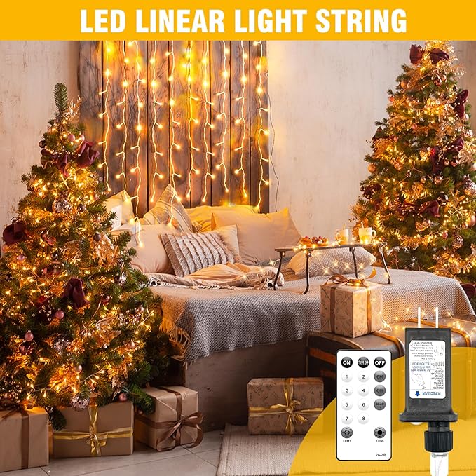 400FT Extra Long Christmas String Lights with Remote, LED Outdoor Waterproof Fairy Lights, Connectable Timer Dimmable Holiday Lights for Roof, Wedding, Party, Garden Decorations (Warm White)