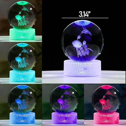3D Hummingbird Gifts For Women with Rose Crystals Ball - Hummingbird Figurines Decor Glass Animals Figurine Hummingbird Stuff for Room Birthday for Best Friend Lovers Keepsake Paperweight