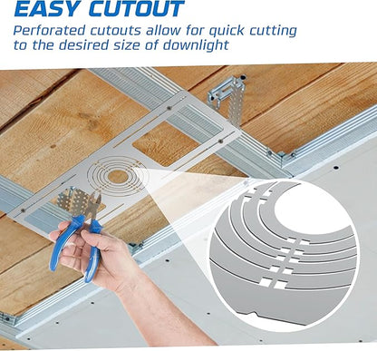 OHLECTRIC 48-Pack New Construction Recessed Light Mounting Plates, Flat Steel Rough-in Brackets - Symmetric Round Holes w/ Multiple Cutouts 2” til 6” Adjustable Panel for LED Wafer & Recessed Lighting