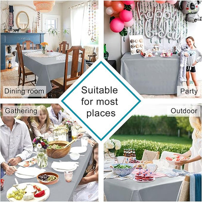 Hiasan Silver Grey Square Tablecloth - Waterproof and Spillproof Washable Fabric Table Cloth for Dining Room Kitchen Party and Outdoor, 60 x 60 Inch