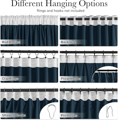 StangH Navy Blue Curtain for Doorway 80 inch Length, Back Tab Velvet Thermal Insulated Window Drapes Privacy Thick Room Divider for Closet Bedroom Theater Office, W62 x L80, 1 Panel
