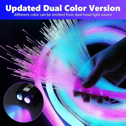 AMKI Dual Color 20W Twinkle Mixed 670pcs 9.8ft Starlight Headliner Kit Fiber Optic Star Ceiling Light Sound Activated Mode APP/Remote Control Dual Port Light Box for Car Home Roof Decor