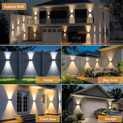 8PACK Solar Sconce Lights Outdoor,3000/4000/6000K 3 Modes Up and Down Solar Wall Lights Dusk to Dawn Lighting IP65 Waterproof Solars Lights Outdoor for Exterior Front Porch Garage Fence Patio Yard