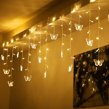 Butterfly Curtain Lights, 4.9ft 48 LED USB Window Fairy Lights 10 Butterflies 8 Modes Firefly Twinkle Timer String Lights with Remote for Room Bedroom Wall Ceiling Party Wedding Christmas
