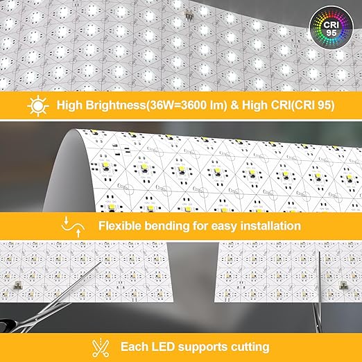 Lichaser 16 Pack LED Backlight Sheet White 6000K 24V 36W, Dimmable LED Panel Sheet Work with Alexa, Flexible Backlit Light Remote & APP Control, 19.7X9.7 Inch for Marble, Onyx, Quartz Countertop