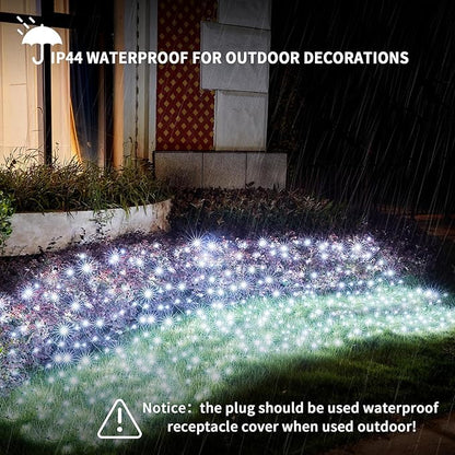 Dirnun Led Christmas Net Lights White Outdoor Christmas Lights 160LED 5ftx7ft, Waterproof Outdoor Indoor Fairy Mesh Net Light for Xmas Party, Yard, Patio, Trees, Shrubs, Bushes Decorations