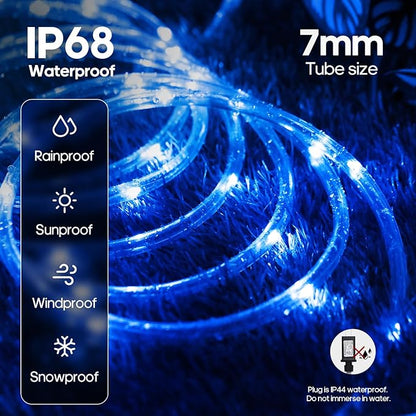 Rope Lights for Outside, 66FT 200 LED Color Changing Rope Lights with Plug & Remote 24 Colors RGB Twinkle Light Indoor, String Light Outdoor Waterproof for Christmas (66FT (Not Connectable) 7mm)