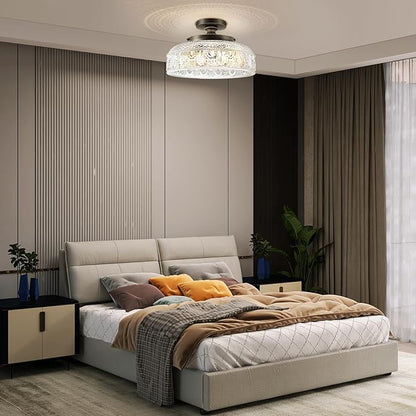Lamomo Semi Flush Mount Ceiling Light,Upgraded Larger 12 Inch Bronze Hallway Light Fixture,3 Light Globe Glass Close to Ceiling Scone, Indoor Hanging Light for Bedroom Kitchen Porch Hallway