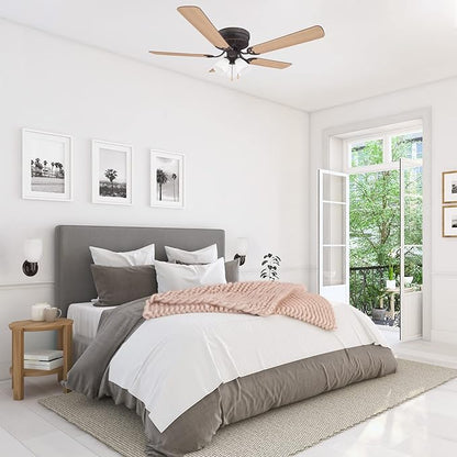 Design House 157388-ORB Millbridge 52-Inch Traditional 3-Speed, 5-Blade LED Indoor Hugger/Low Profile Ceiling Fan with LED Light Kit, Reversible Blades, Reverse Airflow, Oil Rubbed Bronze