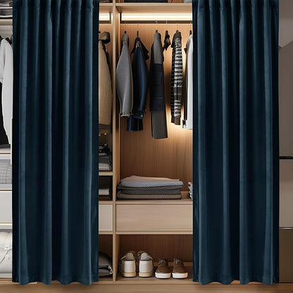 StangH Navy Blue Curtain for Doorway 80 inch Length, Back Tab Velvet Thermal Insulated Window Drapes Privacy Thick Room Divider for Closet Bedroom Theater Office, W62 x L80, 1 Panel