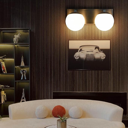 Bathroom Vanity Light Fixtures, 2-Light Globe Bathroom Lighting Fixtures Over Mirror, Modern Wall Lights for Living Room, Long Backplate, Standard E26 Base, Brushed Nickel