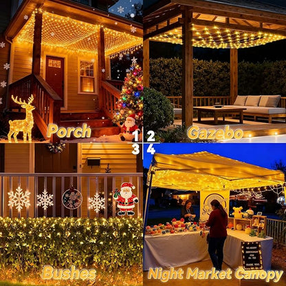 LitHome 10 x 10FT Gazebo Net Lights Outdoor, 280 LED Gazebo Lighting Waterproof, 8 Modes Connectable Christmas Net Lights with Timer, Warm White Mesh Light Plug in for Bushes, Pergolas, Backyard Decor