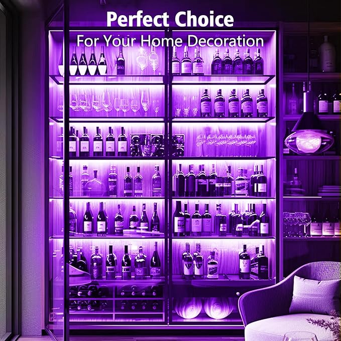 echosari Strip Lights USB 5V, 9.8Ft 180 LED Strip Lights 2835 SMD Super Bright with Self-Adhesive DIY for Cabinet Photo Frames Desks Monitor Shelves Decor (Purple)