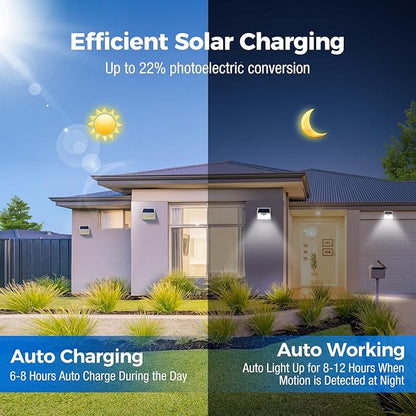 Peasur 5 Pack Solar Lights for Outside, Motion Sensor Outdoor Lights, 140LED Solar Security Lights 3 Working Modes, Solar Lights Outdoor Waterproof for Outside Garden Yard Fence (White Frame)