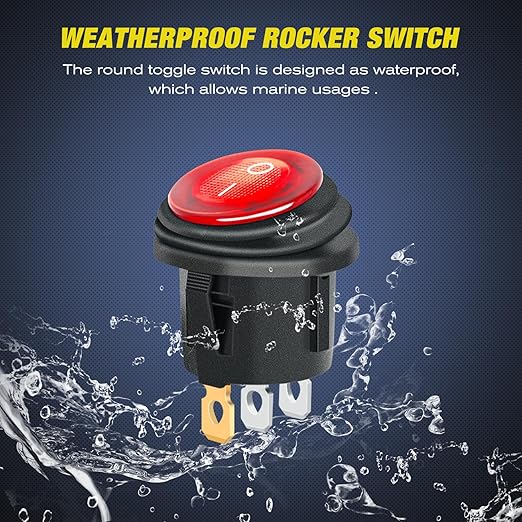 Nilight 3 Gang Rocker Switch Panel 12V Waterproof On-Off Toggle Switches with Red LED Light 3 Pin for Automotive Lights Marine Boat Car Camper Truck Vehicles