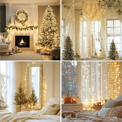 Fairy Lights Plug in, Dailyart 2000 Led Twinkle String Light with Remote 130Ft Waterproof 8 Modes Warm Cluster Lights with Timer for Bedroom Wreath Window Wedding Christmas Tree Decoration,Sliver Wire