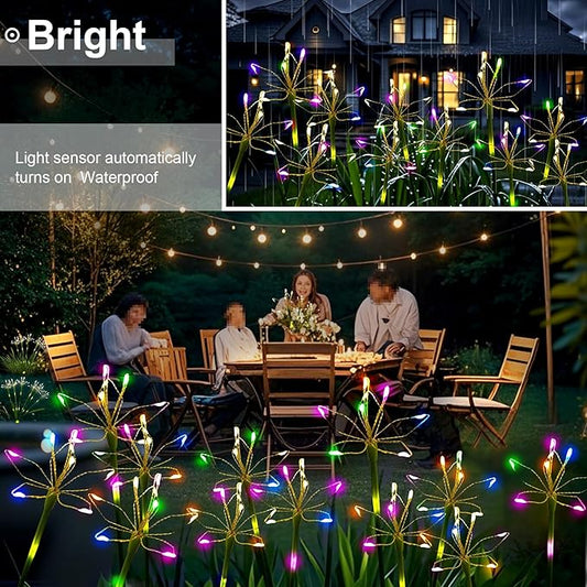 Solar Garden Lights Outdoor: Waterproof 2-Pack DIY Decorative Firework Lights with 2 Modes for Yard Patio Pathway Outside Fairy Decor - Gifts for Women Mom Mothers Day Multicolor