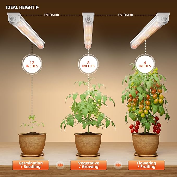 Spider Farmer 1FT LED Grow Lights for Indoor Plants,Full Spectrum (3000K+5000K+660nm),40W (4x10W,200W Equivalent),3-Level Dimmable,IP65 Waterproof,Linkable Design,Plant Light Strip for Shelve,4-Pack