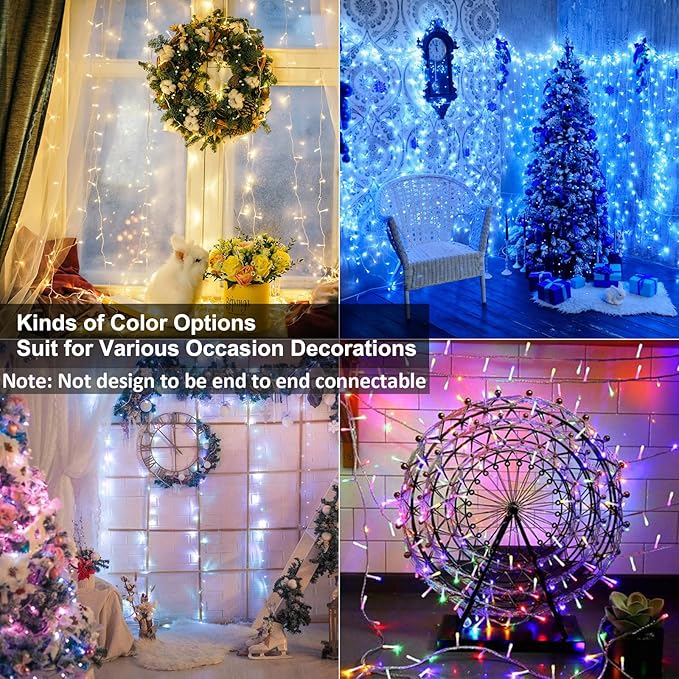 BrizLabs RGB String Lights, Color Changing Red White Blue Patriotic Lights, 100 LED 33ft USB Mini Christmas Light String Dimmable, Remote Twinkle Fairy Light Clear Wire for Xmas Halloween Party Room