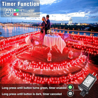 100FT 300 LED Outdoor String Lights, Plug in Red Christmas Lights Indoor Waterproof with 8 Modes, Connectable Twinkle Fairy Lights Clear Wire for Indoor Bedroom Home Patio Yard Wedding Decorations