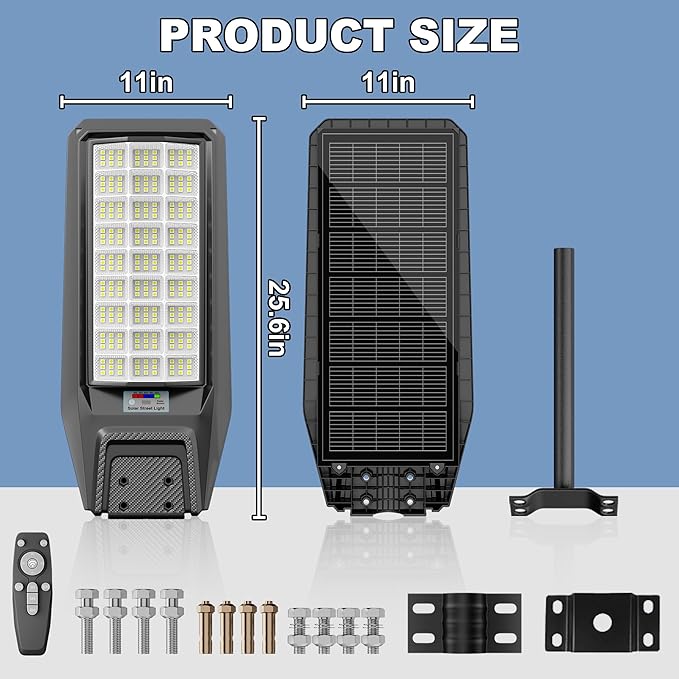 9500W Solar Street Light Outdoor Waterproof, 250000LM Large Commercial Light Solar Powered Dusk to Dawn LED Security Flood Lights with Remote/Motion Sensor, IP67 for Parking Lot/Garden/Yard