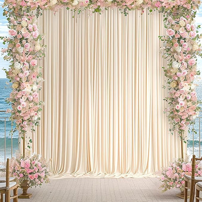 10x12 Champagne Backdrop Curtains for Wedding Party Wrinkle Free Backdrops Curtain Drapes Fabric Decorations Photo Back Drop Cloth for Baby Shower Photography Stage Reception 5ft x 12ft,2 Panels