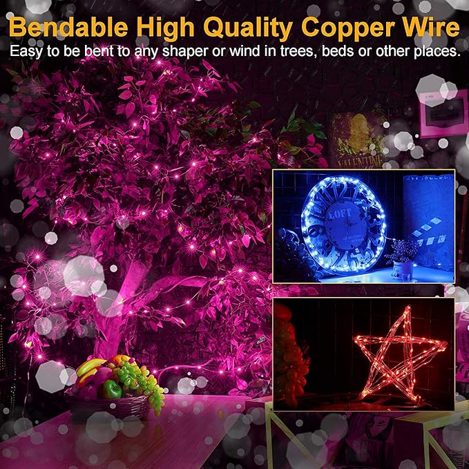 VOOKRY 8 Pack 30 LED Fairy Lights Battery Operated-10 ft Mini Copper Wire String Lights Firefly Starry Moon Lights for DIY Crafts Wedding Party Table Centerpieces Bedroom Costume Christmas(Multicolor)