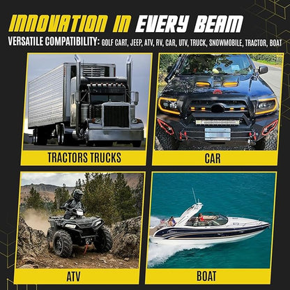 SAN YOUNG LED Light Bar Kits, (2) 20 Inch Slim Light Bars, (4) 4 Inch Pod Lights, (2) Wiring Harness, 24V ATV Tractor LED Work Lights Truck Offroad Driving [24V USE ONLY!]