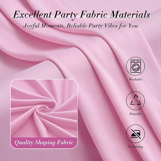 10 ft x 8 ft Wrinkle Free Pink Backdrop Curtain Panels for Parties, Polyester Thick Photography Backdrop Drapes for Baby Shower Bridal Shower Wedding Party Home Decoration Supplies